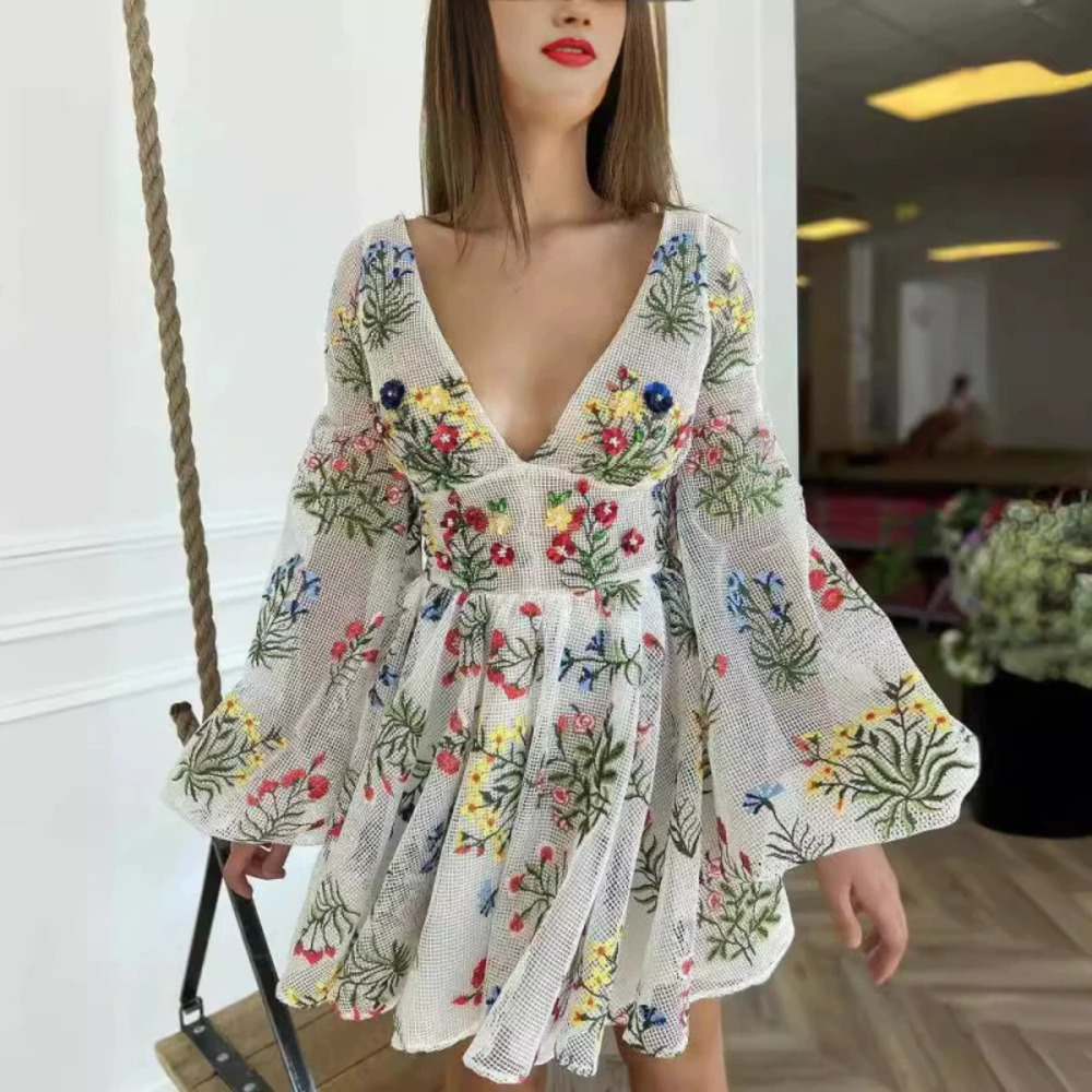 ZARA Summer Tulle Embroidered Balloon Sleeve Fairy Birthday Party Dress